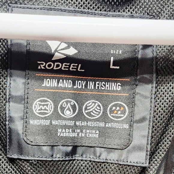 Rodeel Waterproof Windproof Men's Resisting Fishing Raincoat Jacket Size L Black - Picture 3 of 9